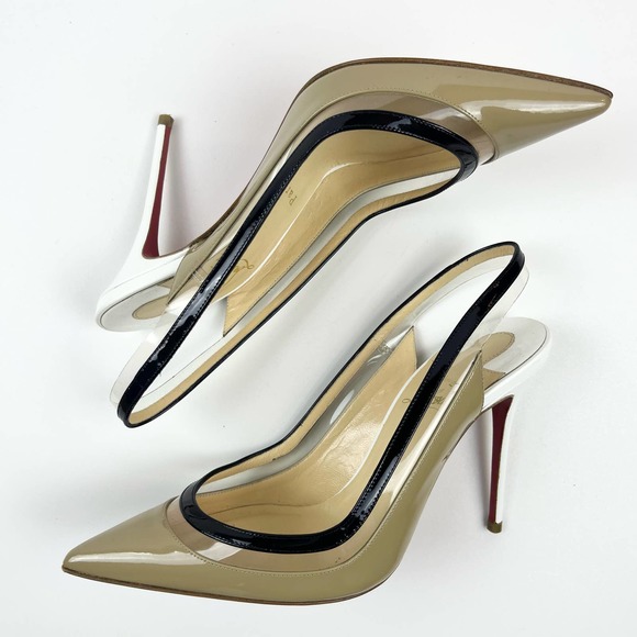 Christian Louboutin Paulina Slingback Pump PVC Nude pointed 100mm Toe 37 US 7 - Picture 7 of 13